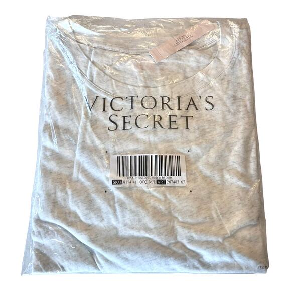 NEW Victoria's Secret SLEEP SHIRT Women's M/L 100% Cotton White Snow Heather PJS - Picture 6 of 13